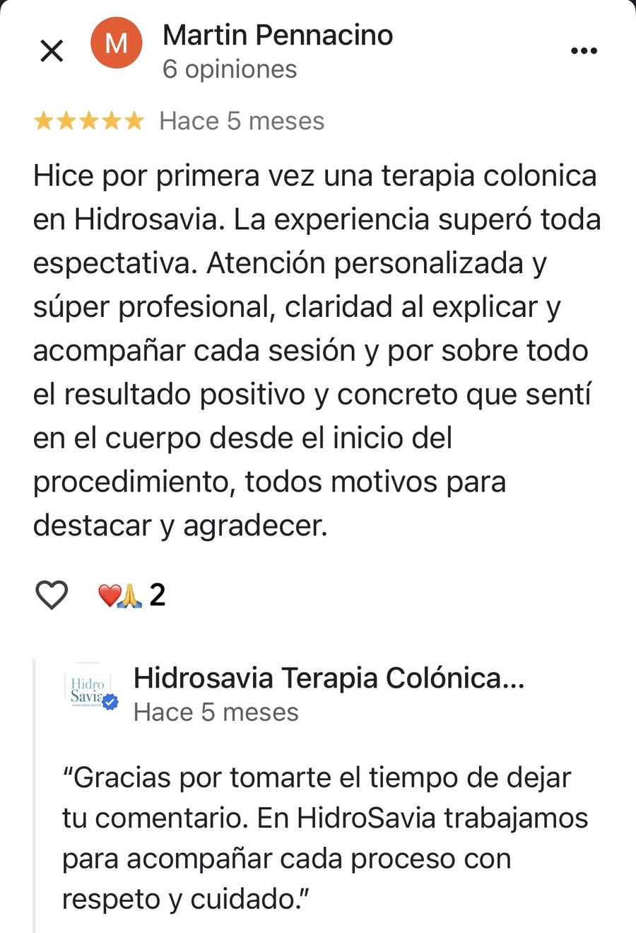 Testimonio de Martin Pennacino sobre hidroterapia colónica