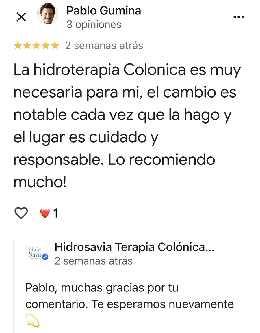 Testimonio de Pablo Gumina sobre hidroterapia colónica