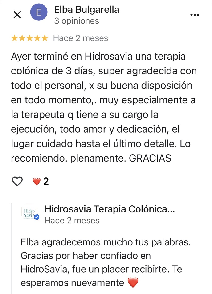 Testimonio de Elba Bulgarella sobre hidroterapia colónica